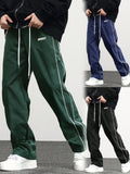 Riolio  Men's New Woven Trousers High Street Trend Retro Casual Cuff Long Pants