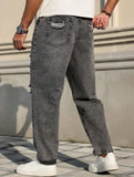 Riolio  Men's All-Season Gray Ripped Loose-Fit Jeans