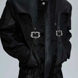 Riolio  Men Autumn Jacket Y2k Snake Scale Metal Buckle Jacket Streetwear Fashion Nightclub Stage Performance Top Men'S Clothing New