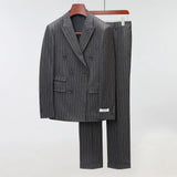 Riolio  Men's Slim Fit Two Piece Suit Hot Sale Of The Season New Style Double Breasted British Stripe Korean Version Casual Fashion P...