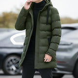 Riolio New Male Winter Warm Long Outwear Hooded Thicken Mid-length Hooded For Men Warm Coat Winter Puffer Jacket Fashion Parka Overcoat