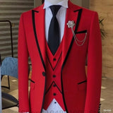 Riolio  Men's Solid Slim Fit 3-Piece Business Suit Set with Blazer Vest And Pant for Wedding Party Luxury Fashion Tuxedo