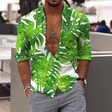 Riolio Spring Autumn Men Hawaiian Shirts Turn-down Collar Buttoned Tops Men's Casual Tropical Printed Long Sleeve Shirt Streetwear