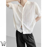 Riolio Korean style summer high street men and women hip-hop hollow knit collar short sleeved couple loose retro casual T-shirt top y2k