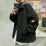 Riolio Hooded Cargo Jackets Men Autumn Fake Two Pieces Zipper Coats College Oversize Baggy Streetwear Ins Baseball Windbreaker Classic