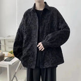 Riolio  Relief Embossed Shirt Men's Long-sleeved Design Niche Trendy Personality