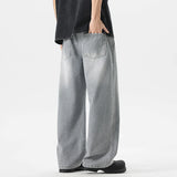 Riolio  Men's Jeans American Loose Wide-leg Loose Straight Casual Trousers Street Hip-hop Baggy Jeans Black Grey  Blue Streetwear Men