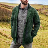 Riolio Autumn and Winter Men's Cardigan European and N Pure Color Long Sleeve Slim Knitted Sweater Coat, Sweater Man