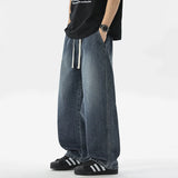 Riolio  Men's Jeans American Loose Wide-leg Loose Straight Casual Trousers Street Hip-hop Baggy Jeans Black Grey  Blue Streetwear Men