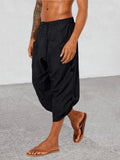 Riolio  Mens Linen Drawstring Harem Capri Pants Casual Beach Yoga Thai Pants