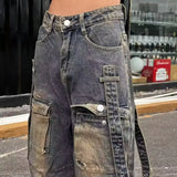 Riolio  Y2K men and women trendy personalized straight leg workwear jeans American spring and autumn couple loose retro casual pants y2k