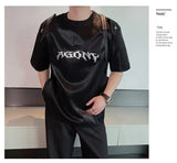 Riolio Summer High Street Men and Women Trendy Personalized Letter Printed Round Neck Short Sleeve Couple Harajuku Casual T-shirt Top