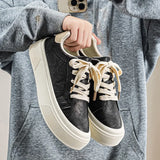 Riolio  Spring New Large Men's Thick soled Height increasing Board Shoes Hong Kong Style Casual Single Shoes Student Sports Shoes