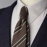 Riolio  2PCS Neck Tie Set Men Luxury Soft Cotton Neckties Brown Striped Pocket Square British Style Gentleman Tuxedo Shirt Accessories
