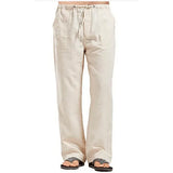 Riolio  Cross-Border Men's Plus Size Cotton Linen Pants Breathable Sweat Absorbent Casual Bell Bottoms Basic Style Stock Available