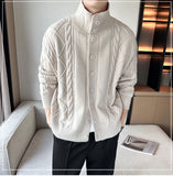 Riolio New Korean Style Jacquard Men Cardigan Jackets Fashion Luxury Knitted Button-down  Long Sleeve Sweater Coat Winter Warm Knitwear