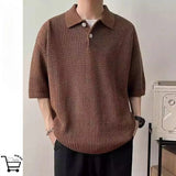 Riolio Summer Trendy Men and Women Hip Hop Knitted Polo Shirt American Couple Loose Retro Korean Personalized Casual T-shirt Top y2k