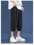 Riolio  Summer Ice Silk Ultra-thin Cropped for Men Casual Pants for Mid-sports Loose Versatile Pants