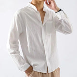 Riolio  Male Shirts Linen White With Pocket Men's Shirt Trend Sleeves Fashion Man I Social Tops Elegant Collar Casual Xxl New In