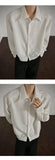 Riolio  Shirt men Korean Style Loose Fit Square Neck Plain Color Long Sleeve Shirt Man Autumn New Trendy Youth Dance Shirts Oversized