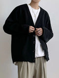 Riolio Cardigan Men Solid All-match Cozy Leisure V-neck Gentle Autumn Trendy Simple Classic Streetwear Daily Korean Style Knitwear Chic