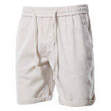 Riolio Cotton Linen Men's Shorts Solid Color Breathable Casual Gym Shorts Men Summer Beach Fashion Shorts for Men