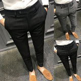 Riolio Spring Men Pants Korean Slim Fit Men Casual Ankle Length Pants Streetwear Men High Quality Black Gray Dress Suit Pant Man