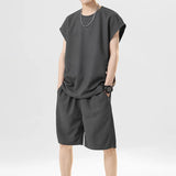 Riolio  Men's Outdoor Basketball Casual Loose Sleeveless Vest Five Quarter Shorts Set Lightweight and Breathable Quick Drying Sportswear