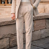 Riolio  Mens Gurkha Trousers Corduroy Side Buckle Adjustable Waist Casual Suit Pants Autumn Business All-Match Straight Pants Men'S Wear