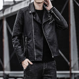 Riolio Leather Jacket Autumn New Flip Collar Slim Fit Casual Style Jackets Men's Motorcycle Outerwear Youth Fashion PU Leather Coat