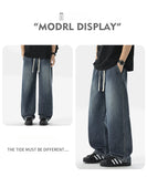 Riolio  Men's Jeans American Loose Wide-leg Loose Straight Casual Trousers Street Hip-hop Baggy Jeans Black Grey  Blue Streetwear Men