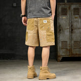 Riolio  Fashion Men Spliced Color Blocking Cargo Pants Summer Lightweight Comfortable Breathable Jeans Male Loose Straight Leg Shorts
