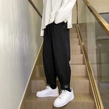Riolio  Solid Elastic Waist Loose Pockets Handsome Casual Pants Simplicity Sports Spring Summer Thin Fashion Streetwear Men's Clothing