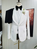 Riolio  Jacquard High Quality Men's Slim Fit Suits 3 Pieces Host Costumes Classic White Man Suit Set Dancing Wear Plus Size