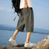 Riolio Summer Cotton Linen Short Pants New Solid Color Lightweight Shorts Large Jogging Beach Shorts for Men Loose Sweatpants