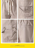 Riolio  Men's New Elastic High Waist Pocket Fashionable Solid Color Five-point Versatile Loose Casual Work Shorts