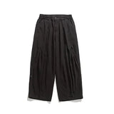 Riolio  Men Japanese Retro Curved Wide Leg Cargo Pants Washed Cotton Loose Draping Floor Length Casual Trousers Unisex