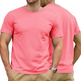 Riolio  Men's Cotton Solid T-shirt Summer Casual Crew Neck Short Sleeve Sport Tee