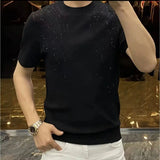 Riolio  New Summer Men Versatile Half-sleeved Slim Fit T-shirt for Business Round Neck Versatile Pullover