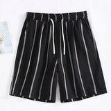 Riolio  Summer Fashion New Men's Striped Shorts Loose Straight Leg Trendy Sports Retro Casual Five Quarter Pants For Male Shorts