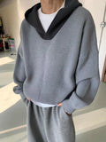 Riolio  Korean style trendy men and women retro contrasting color pullover sweater for couples loose and lazy casual Harajuku knitted