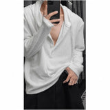 Riolio  Autumn Men's Knitted Hooded Sweater Casual Half-cardigan Button-down Solid Color Long Sleeve Hoodie Texture Loose Knitwear M-2XL