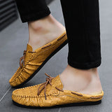 Riolio  Fashion Men Loafers Summer Leather Slippers Flats Lazy Shoes Casual Soft Comfortable Driving Shoes Moccasins Footwear for Men
