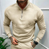 Riolio Autumn Thick Warm Knitted Sweaters Comfy Clothing Half Zip Fleece Winter Coat Solid Long Sleeve Turtleneck Shirts Pullover Men