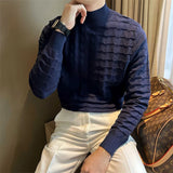 Riolio New Luxury Jacquard Men Sweater  Casual British Style Slim-fit Knitted Long Sleeve Pullover Fashion Leisure Basic Knitwear M-3XL