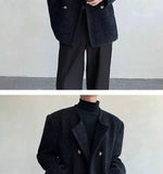 Riolio American Elegant Blazer Coat Autumn Winter High-end Wool Suit Men's Korean Style Loose Double-breasted Suit Vintage Jacket Chic