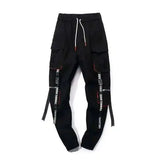 Riolio  Men's Tide Dark Streetwear Hip Hop Cargo Pants Casual Ribbon Overalls Pockets Safari Style Punk Tactical Fashion New