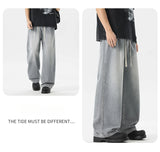 Riolio  Men's Jeans American Loose Wide-leg Loose Straight Casual Trousers Street Hip-hop Baggy Jeans Black Grey  Blue Streetwear Men