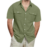 Riolio  Men's Short Sleeve Button-Down Shirt with Dual Pockets