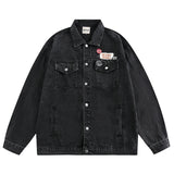 Riolio  Korean Version Men New Solid Color Versatile and Single-breasted Lapel Loose Casual and Chic Denim Jacket for Spring and Autumn.